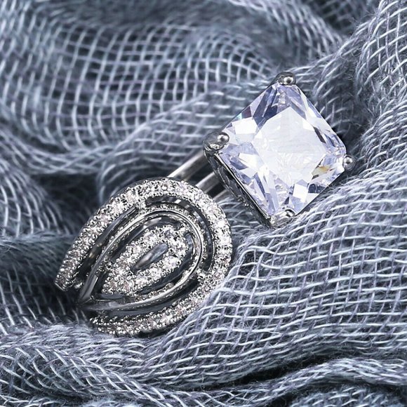 Adjustable 925 Silver Square Shape White Sapphire - Picture 6 of 8